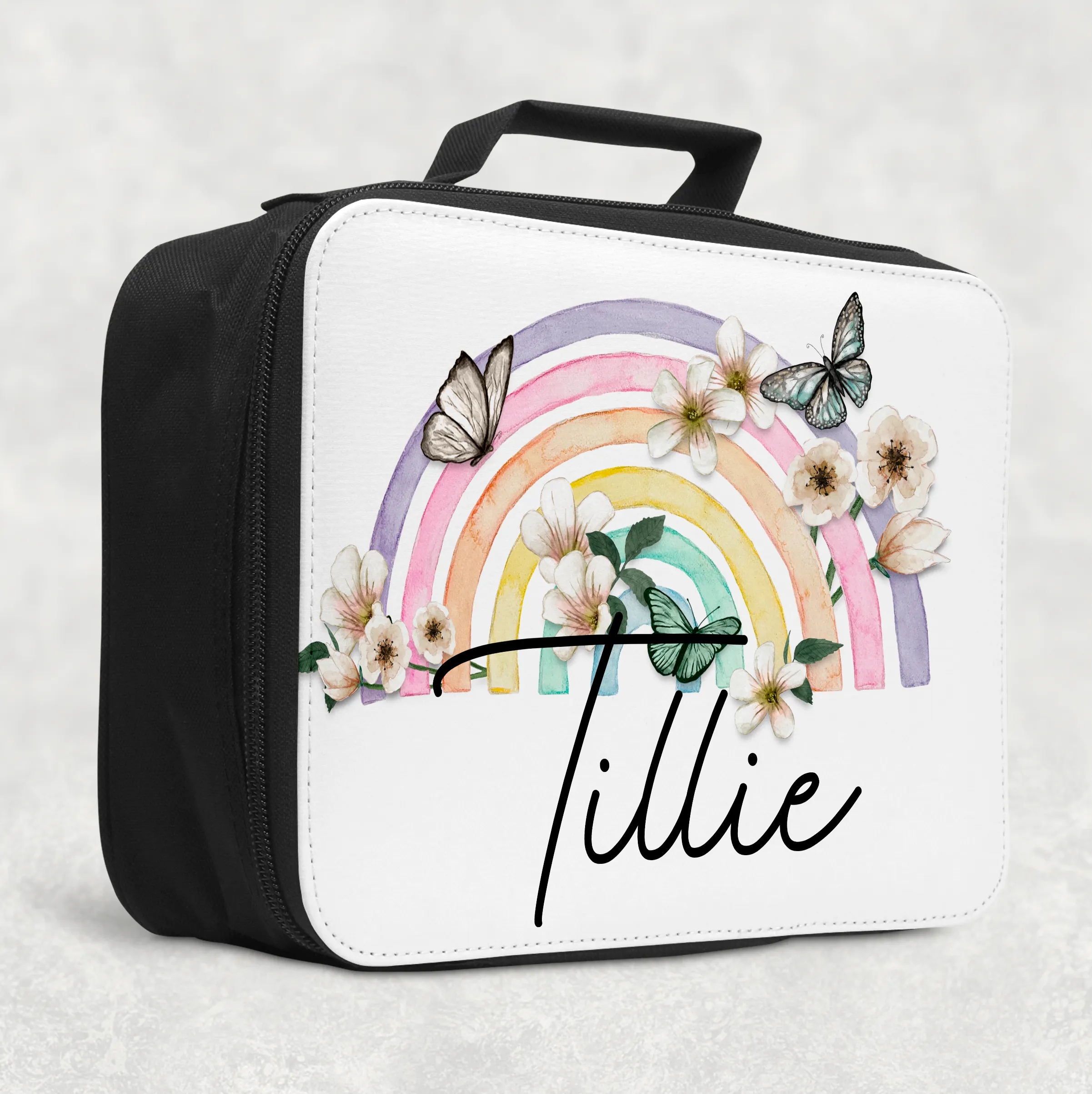 Butterfly Rainbow Personalised Insulated Lunch Bag