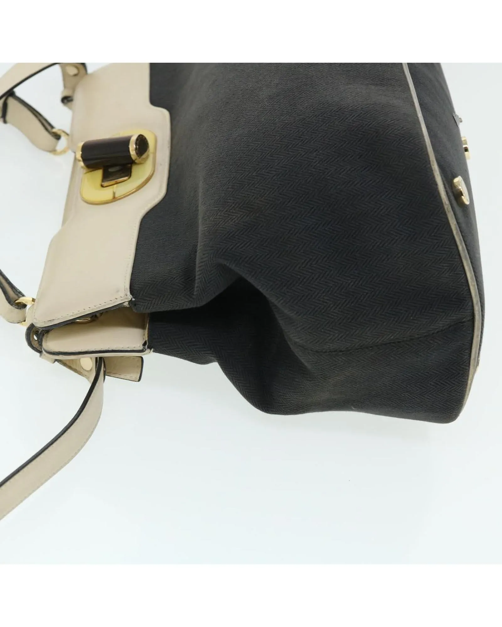 BVLGARI Cabochon Black Canvas and Leather Shoulder Bag