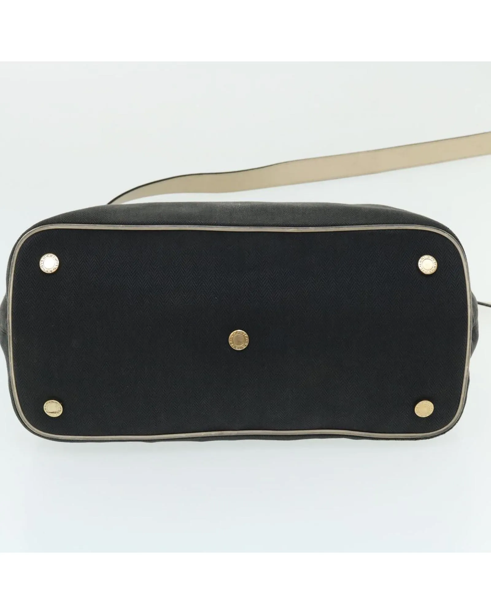 BVLGARI Cabochon Black Canvas and Leather Shoulder Bag