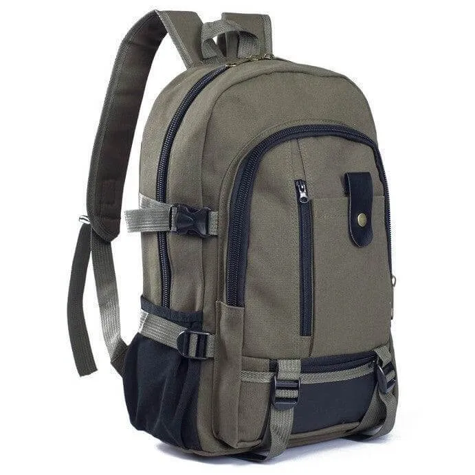 Canvas Men's Student Backpack with Zipper Closure