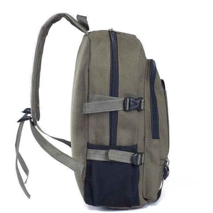 Canvas Men's Student Backpack with Zipper Closure