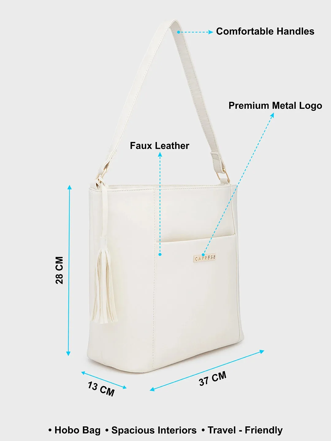 Caprese Sari Hobo Medium Off White