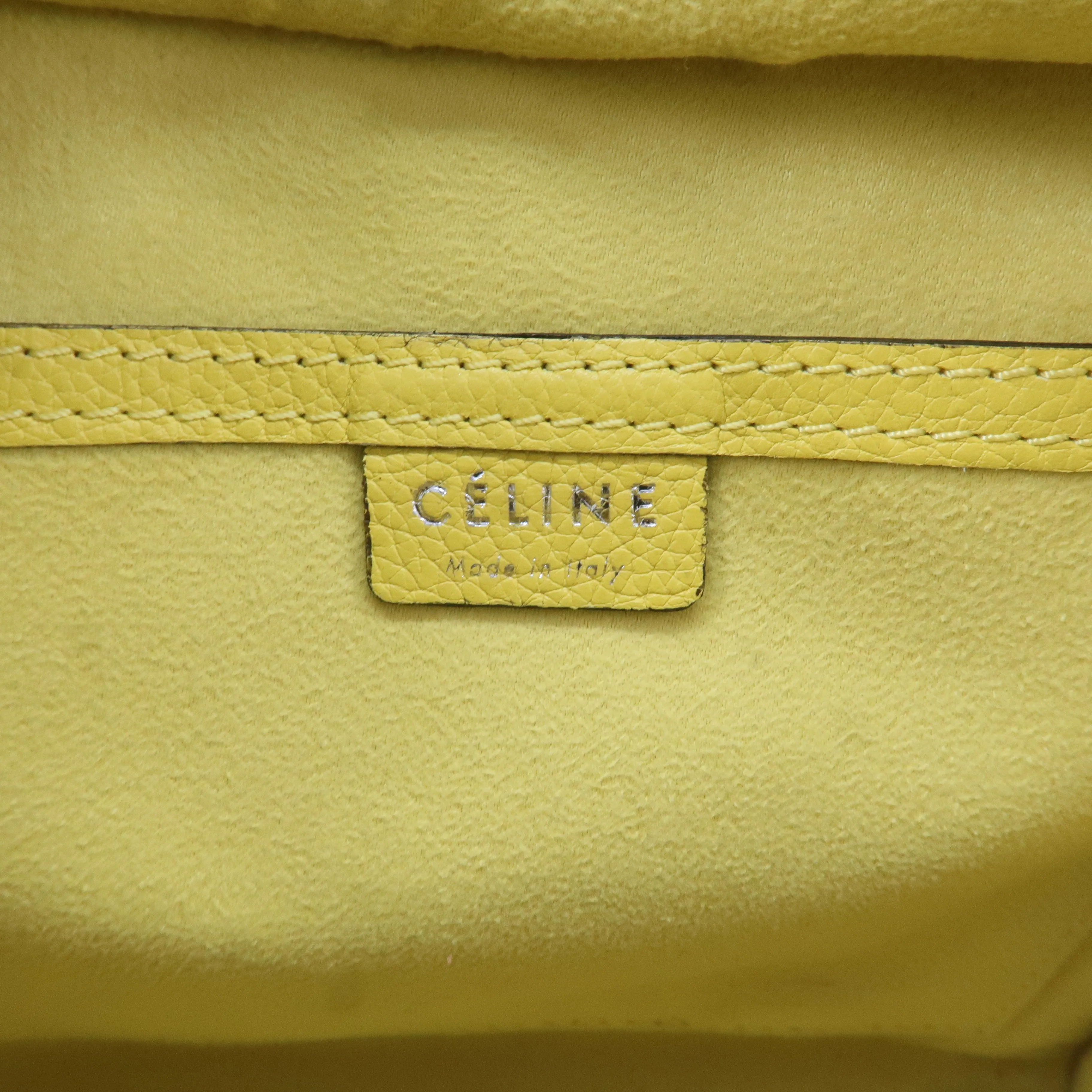 CELINE Leather Luggage Nano Shopper 2Way Bag Yellow 168243