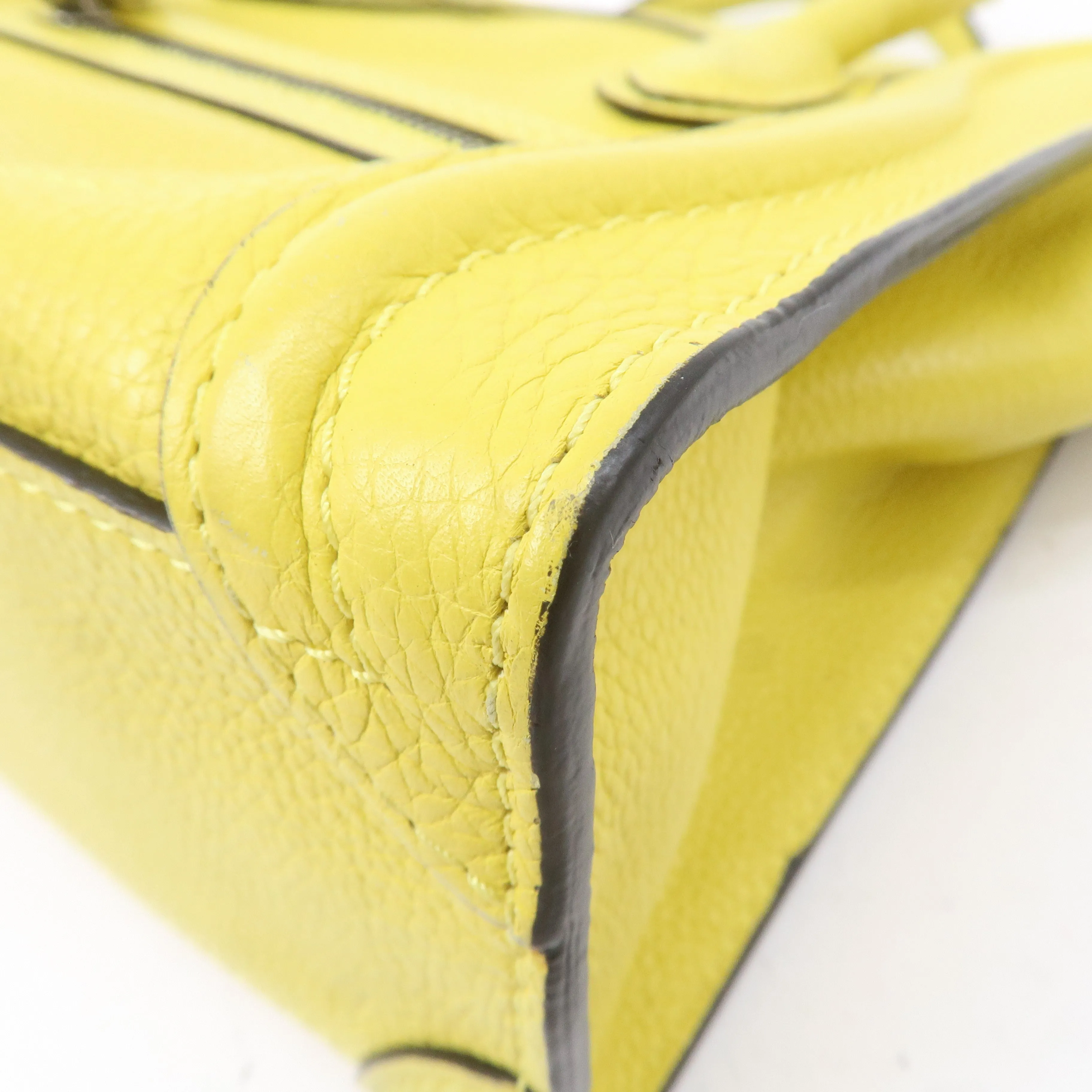 CELINE Leather Luggage Nano Shopper 2Way Bag Yellow 168243