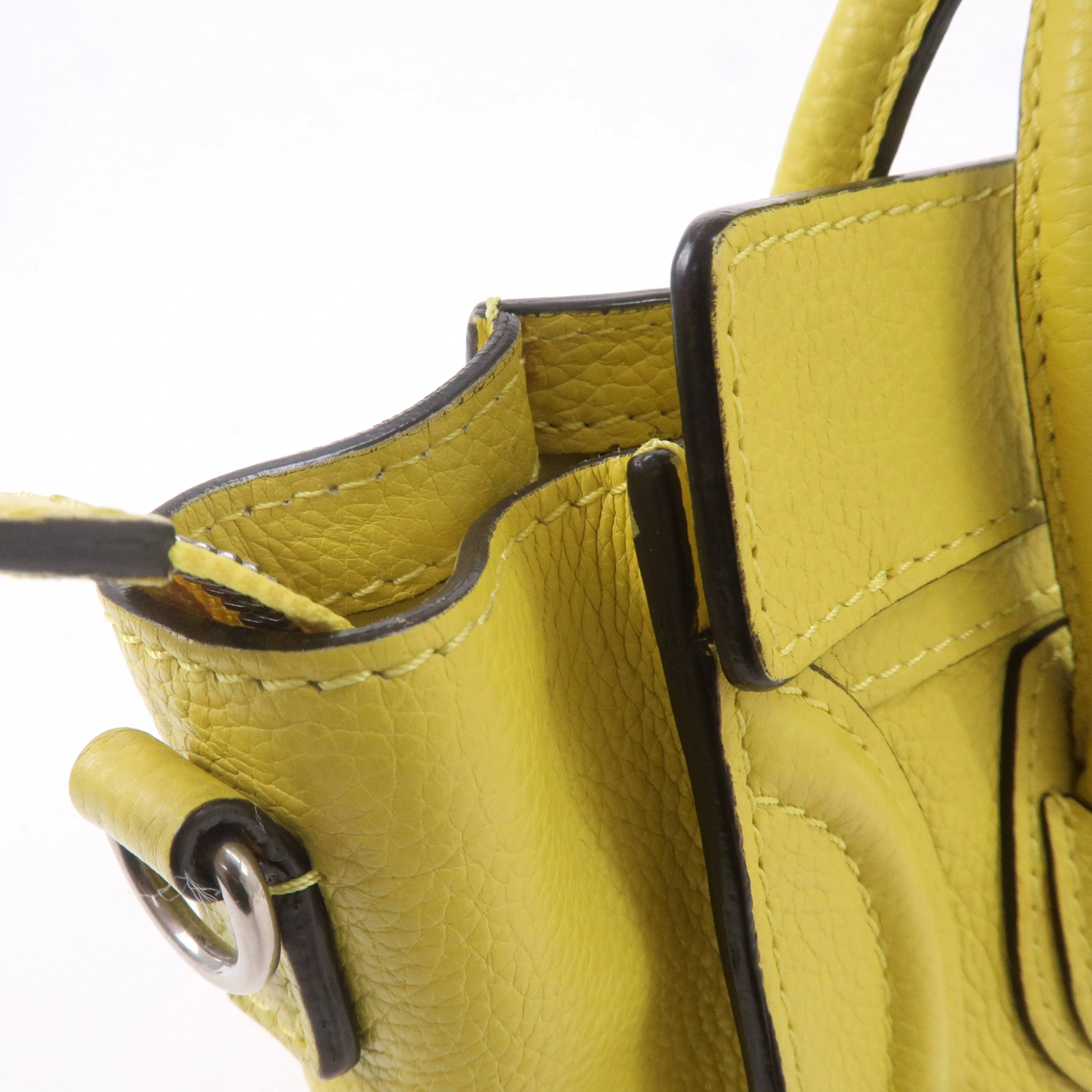 CELINE Leather Luggage Nano Shopper 2Way Bag Yellow 168243