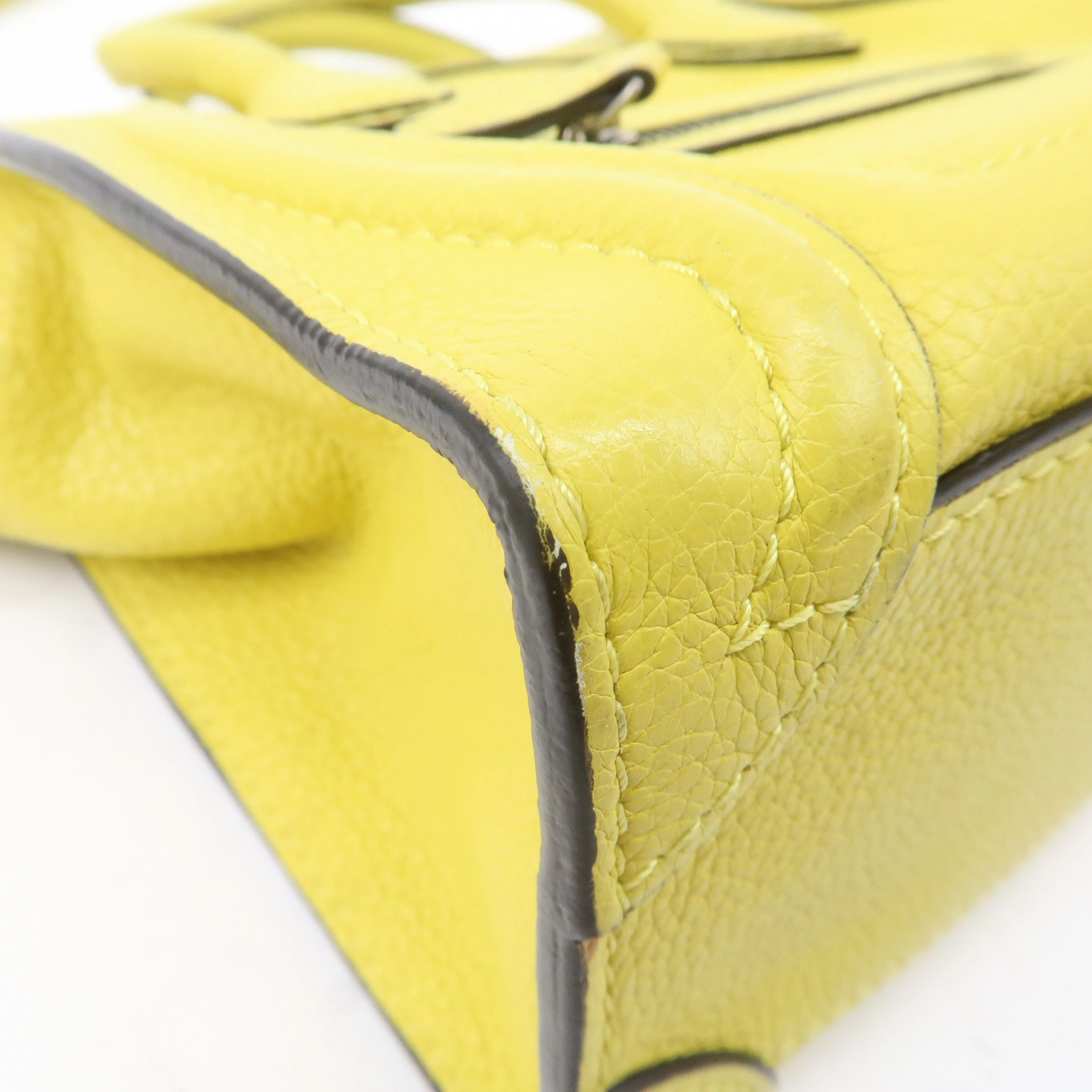 CELINE Leather Luggage Nano Shopper 2Way Bag Yellow 168243