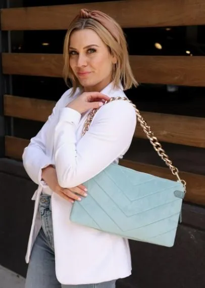 Chic Velvet Purse Aqua