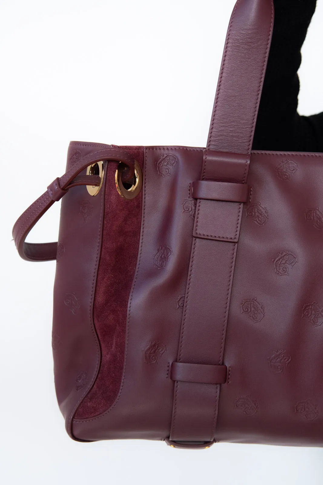 Chloe Large Burgundy Leather And Suede Shoulder Bag