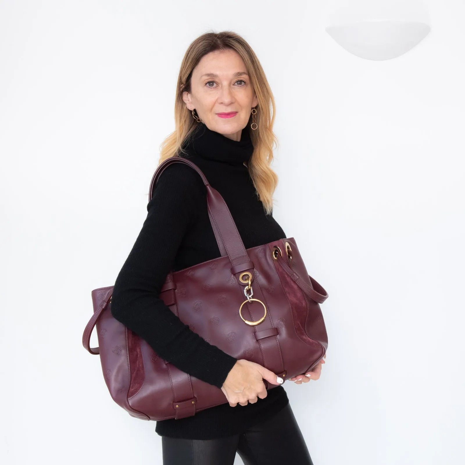 Chloe Large Burgundy Leather And Suede Shoulder Bag