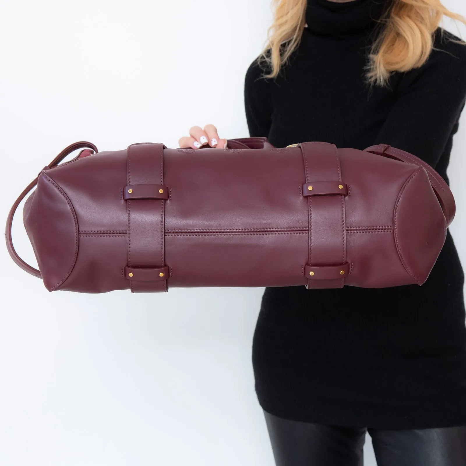 Chloe Large Burgundy Leather And Suede Shoulder Bag