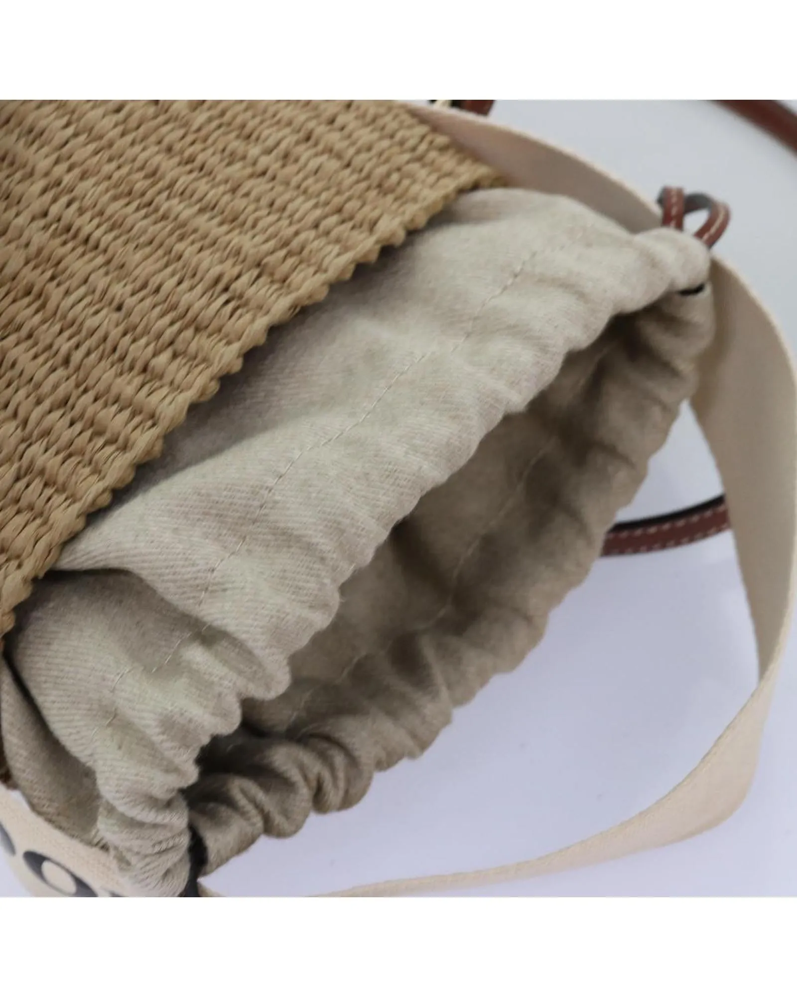 Chloe Woody Small Raffia Shoulder Bag - Beige