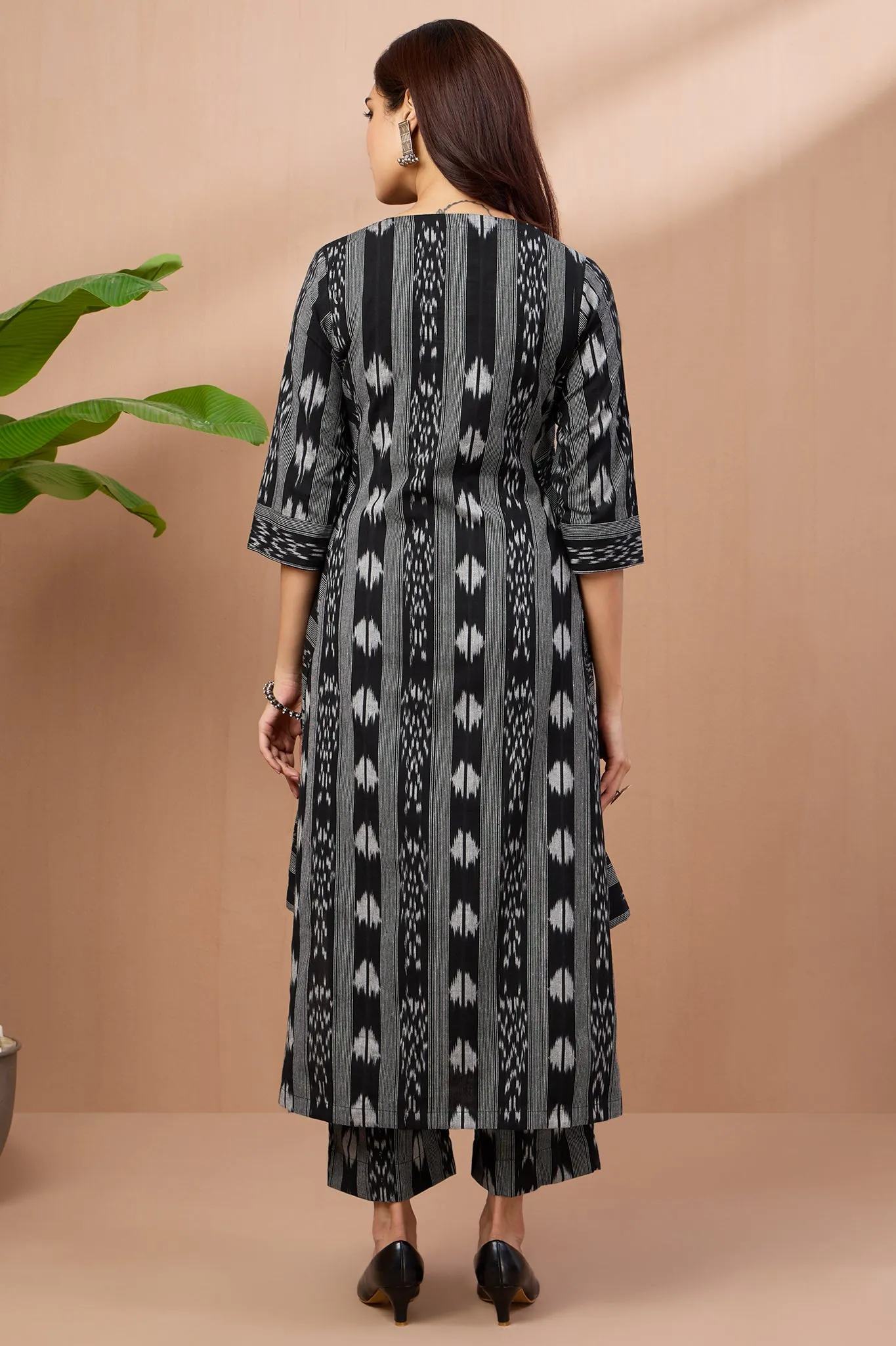 co-ord set long kurta with side twist - shadow streaks