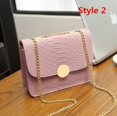 COOL WALKER Alligator Crocodile Leather Mini Small Women Crossbody bag chain women's handbag messenger shoulder bag with Pink