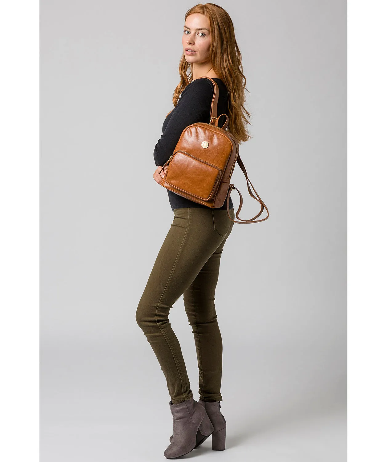 'Cora' Hazelnut Leather Backpack