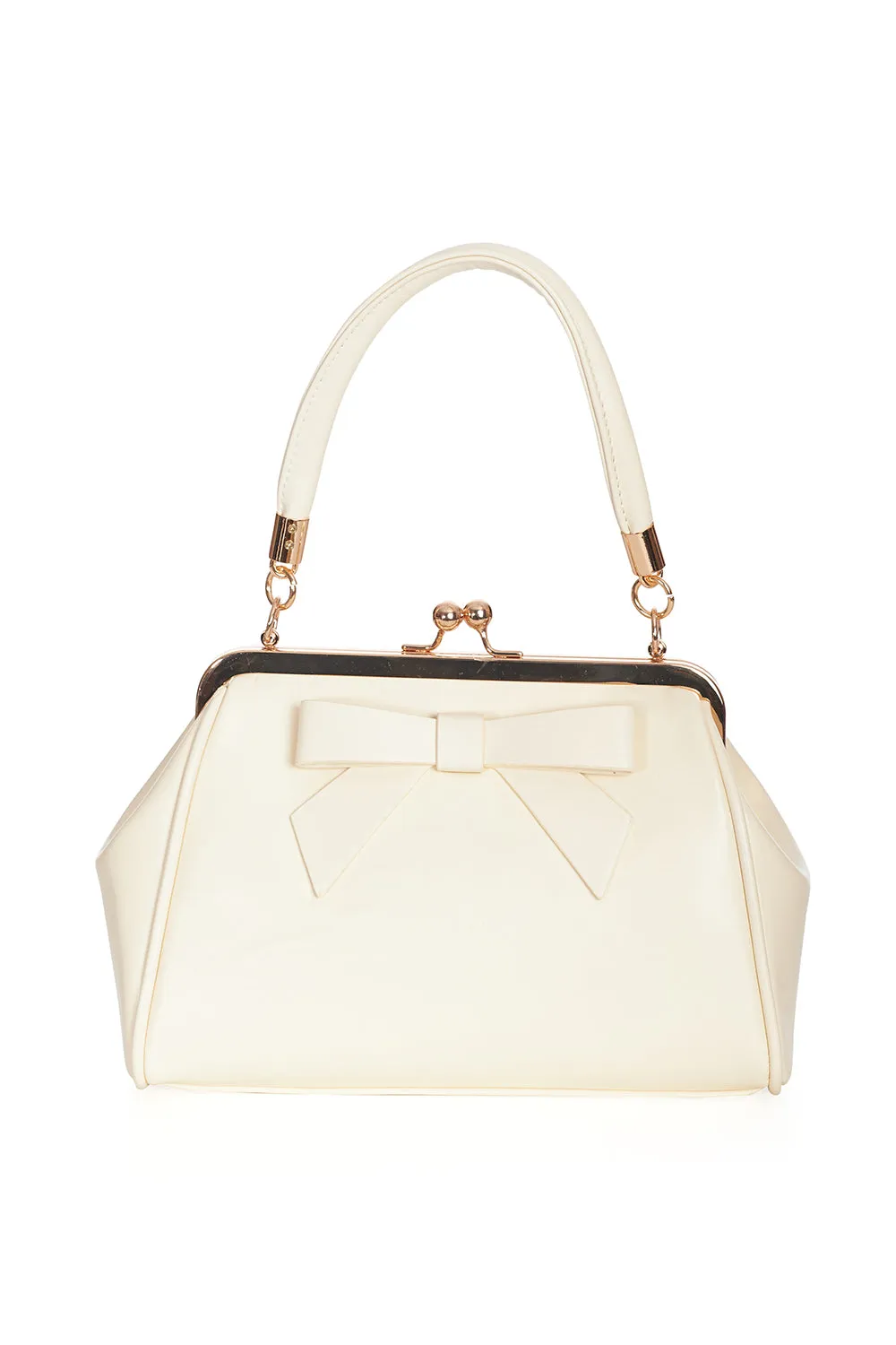 Cream Retro Patent Handbag