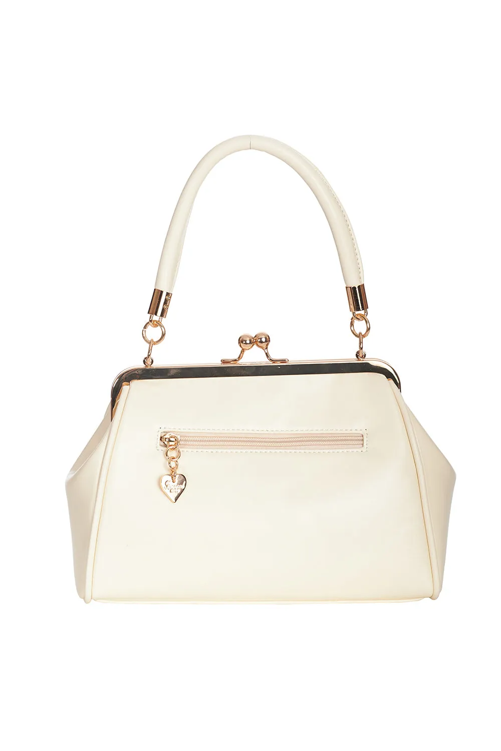 Cream Retro Patent Handbag