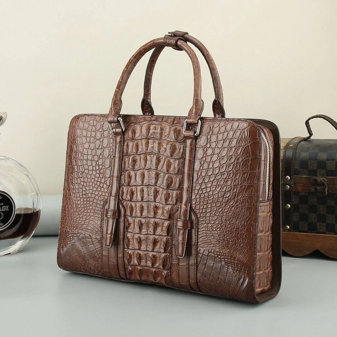 Crocodile Leather Briefcase Black & Brown