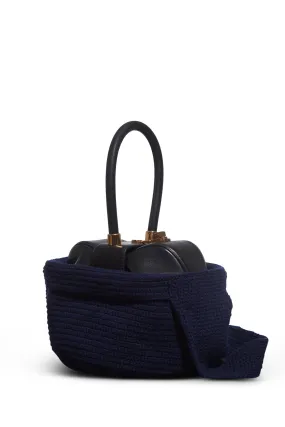 Crossover Knit Bag in Navy Cashmere