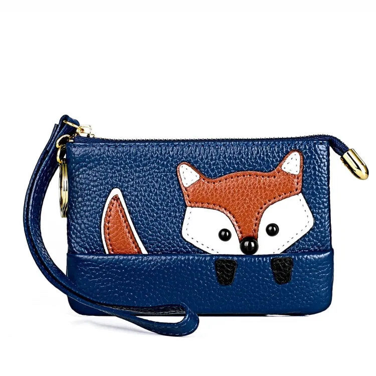 Cute Mini Leather Fox Handbag with Sewing Thread and Key Case for Ladies