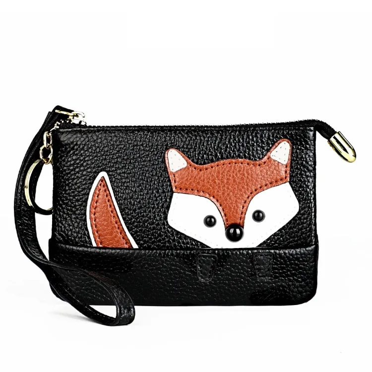 Cute Mini Leather Fox Handbag with Sewing Thread and Key Case for Ladies