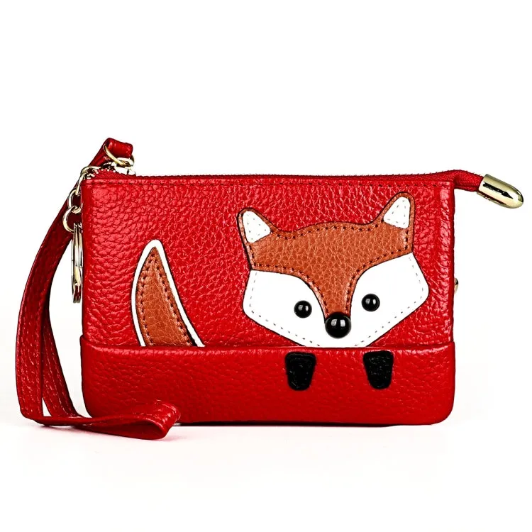 Cute Mini Leather Fox Handbag with Sewing Thread and Key Case for Ladies