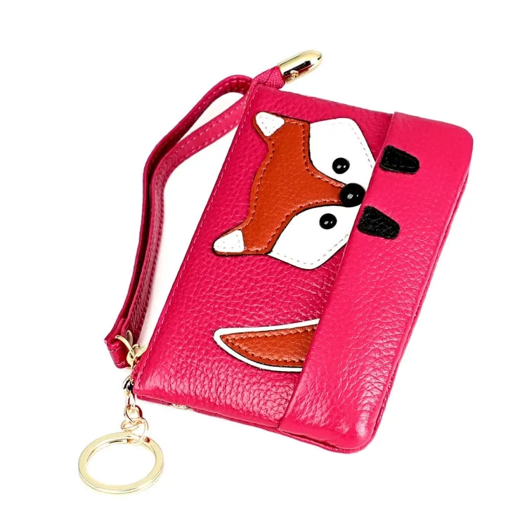 Cute Mini Leather Fox Handbag with Sewing Thread and Key Case for Ladies