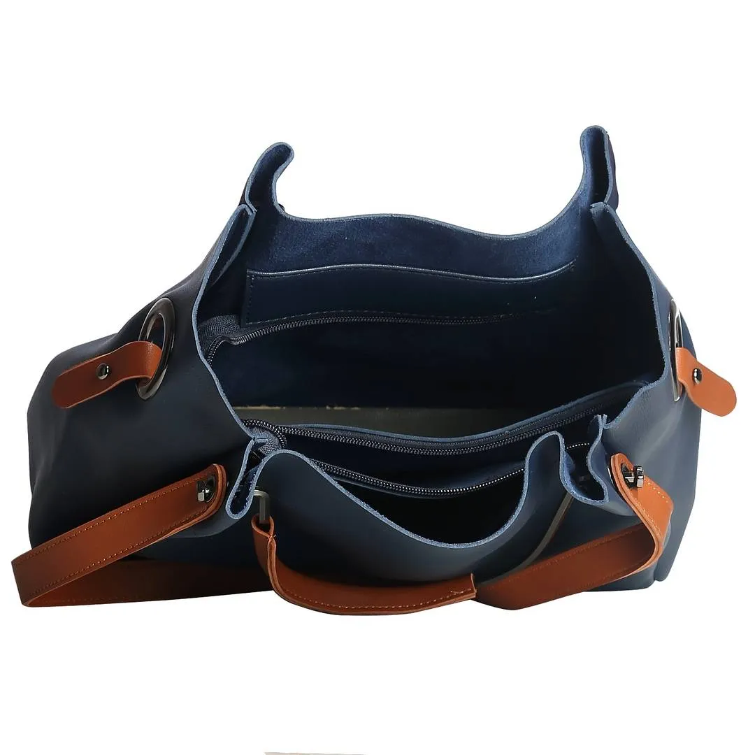 Dark Blue Zipper Shoulder Bag For Women