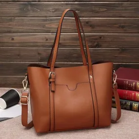 Designer Handbag With Front Pocket women Tote Handbag -Brown