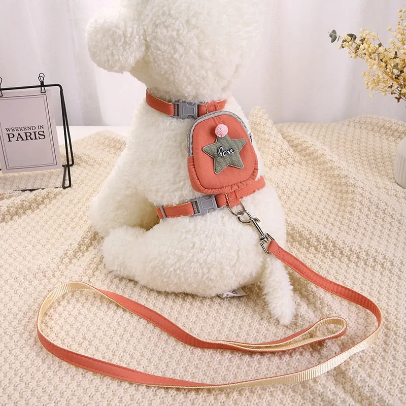 Dog Harness Backpack w/ Leash