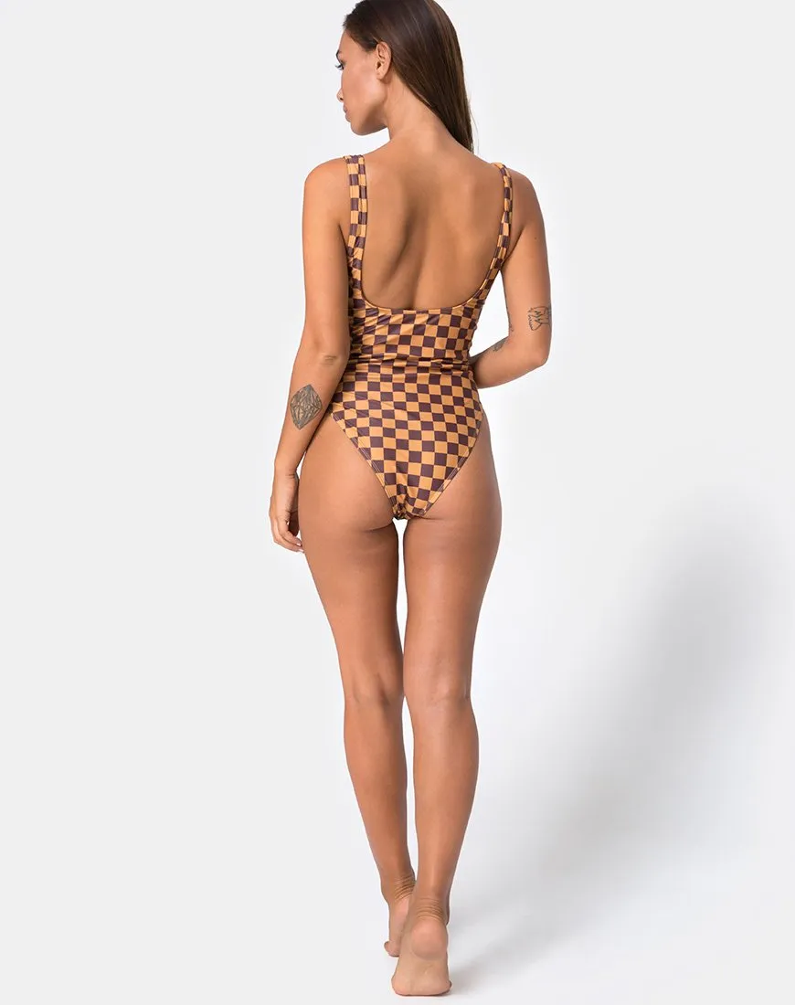 Drela Swimsuit in Mocha Checker