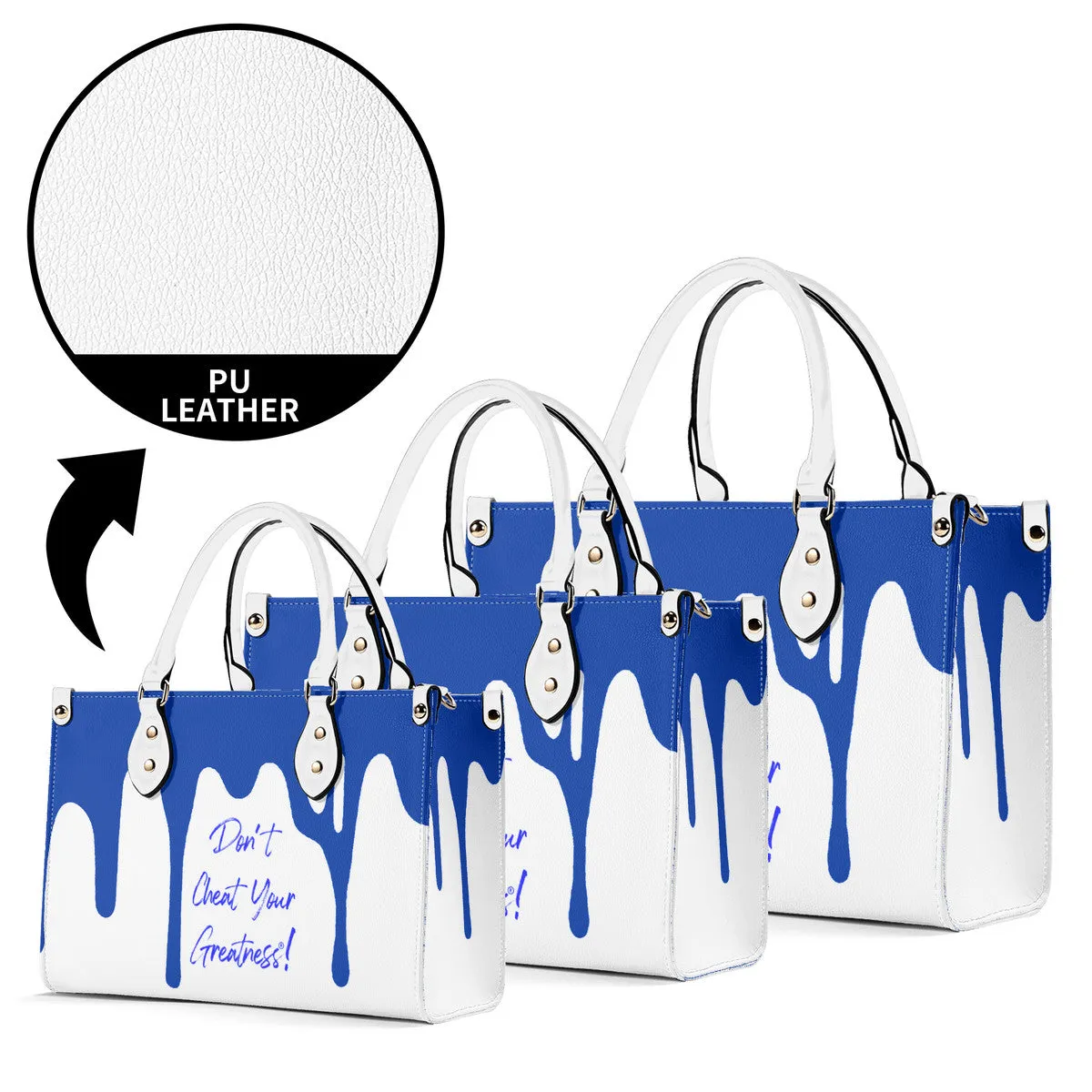 DRIP  Blue CR Logo & White Multiple Sizes Upgraded Luxury Women PU Leather Handbag