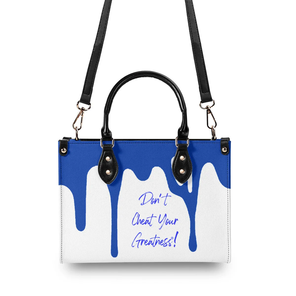 DRIP  Blue CR Logo & White Multiple Sizes Upgraded Luxury Women PU Leather Handbag