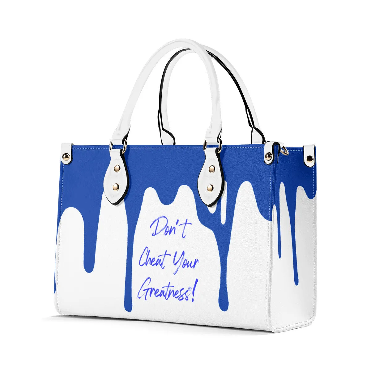 DRIP  Blue CR Logo & White Multiple Sizes Upgraded Luxury Women PU Leather Handbag