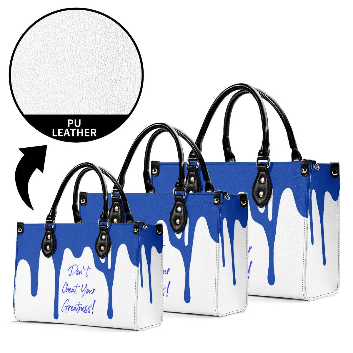 DRIP  Blue CR Logo & White Multiple Sizes Upgraded Luxury Women PU Leather Handbag