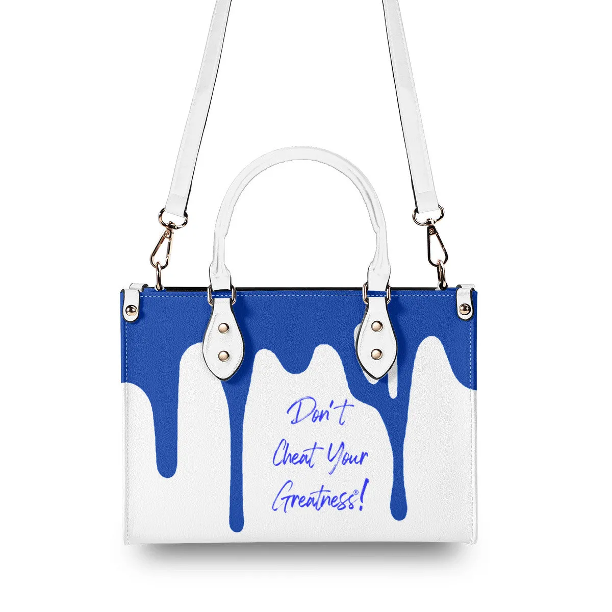 DRIP  Blue CR Logo & White Multiple Sizes Upgraded Luxury Women PU Leather Handbag