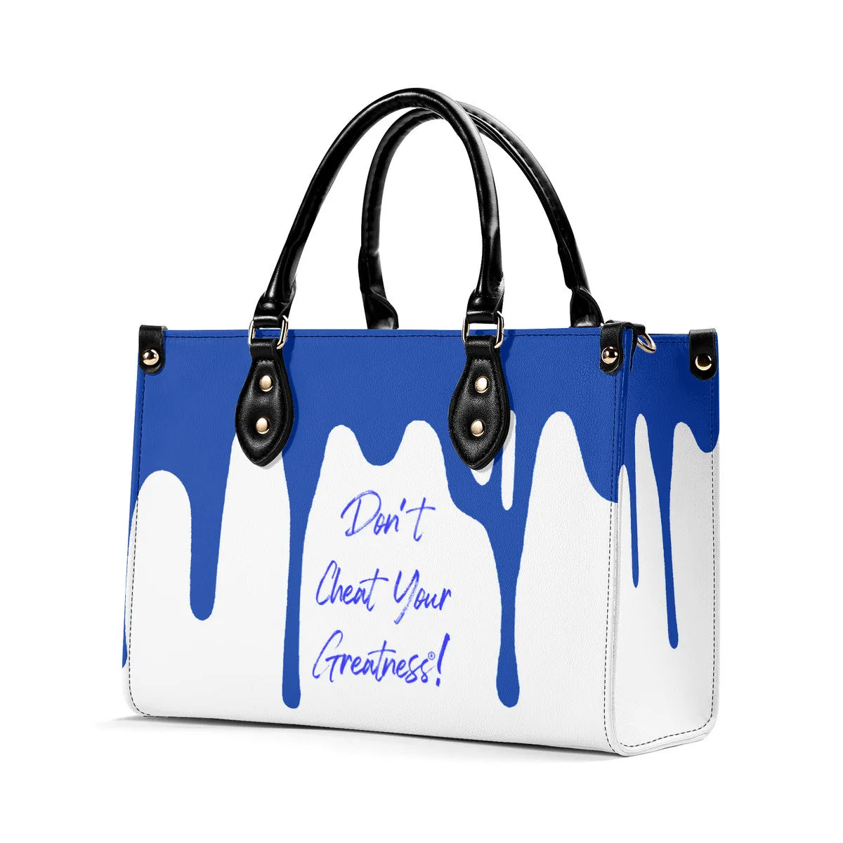 DRIP  Blue CR Logo & White Multiple Sizes Upgraded Luxury Women PU Leather Handbag