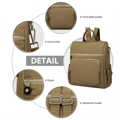 EH2107 - Kono Multi Way Anti-theft Waterproof Backpack Shoulder Bag - Khaki | Stylish & Versatile