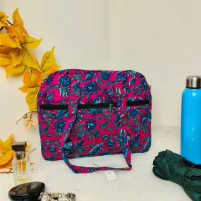 Everyday Tote Pink with Blue Floral Prints