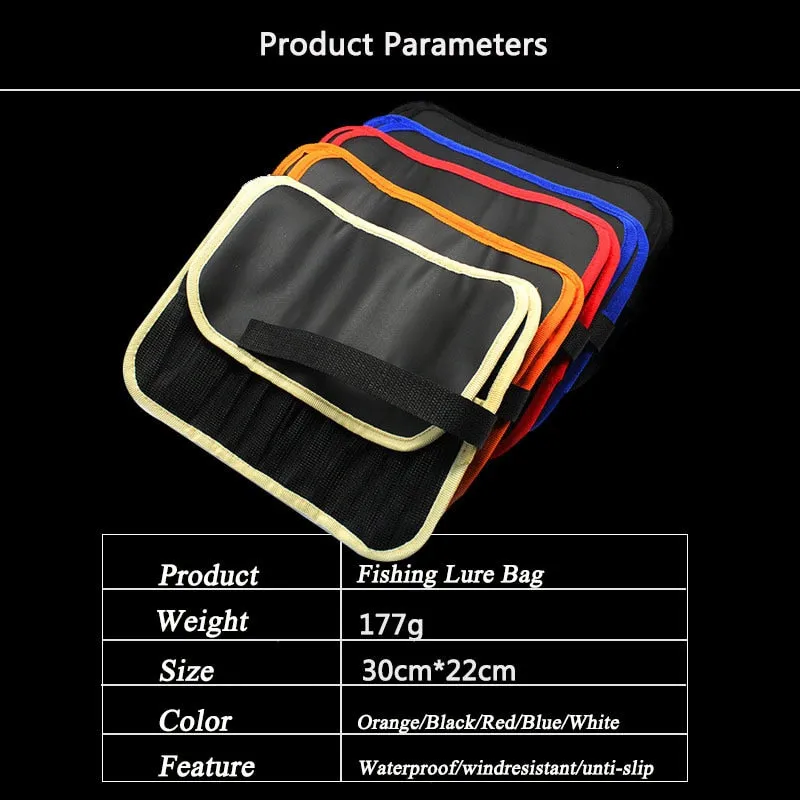 Fishing Lure Jig Bag Waterproof Polyester Lure Tool Accessory Bag Sea Fishing Lure Bag Metal Jig Protective Case Pockets Bags