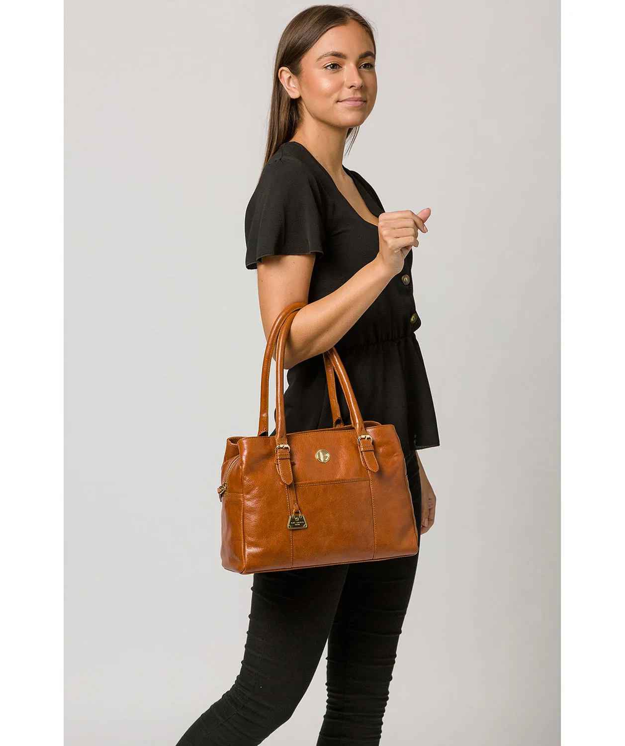 'Fleur' Hazelnut Leather Handbag