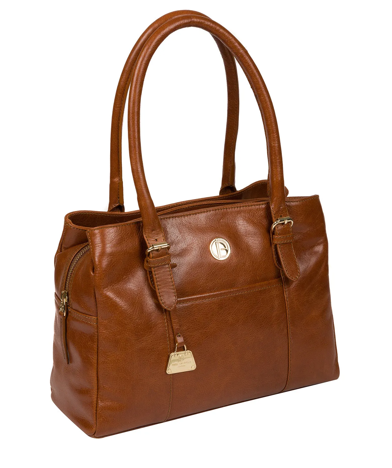 'Fleur' Hazelnut Leather Handbag