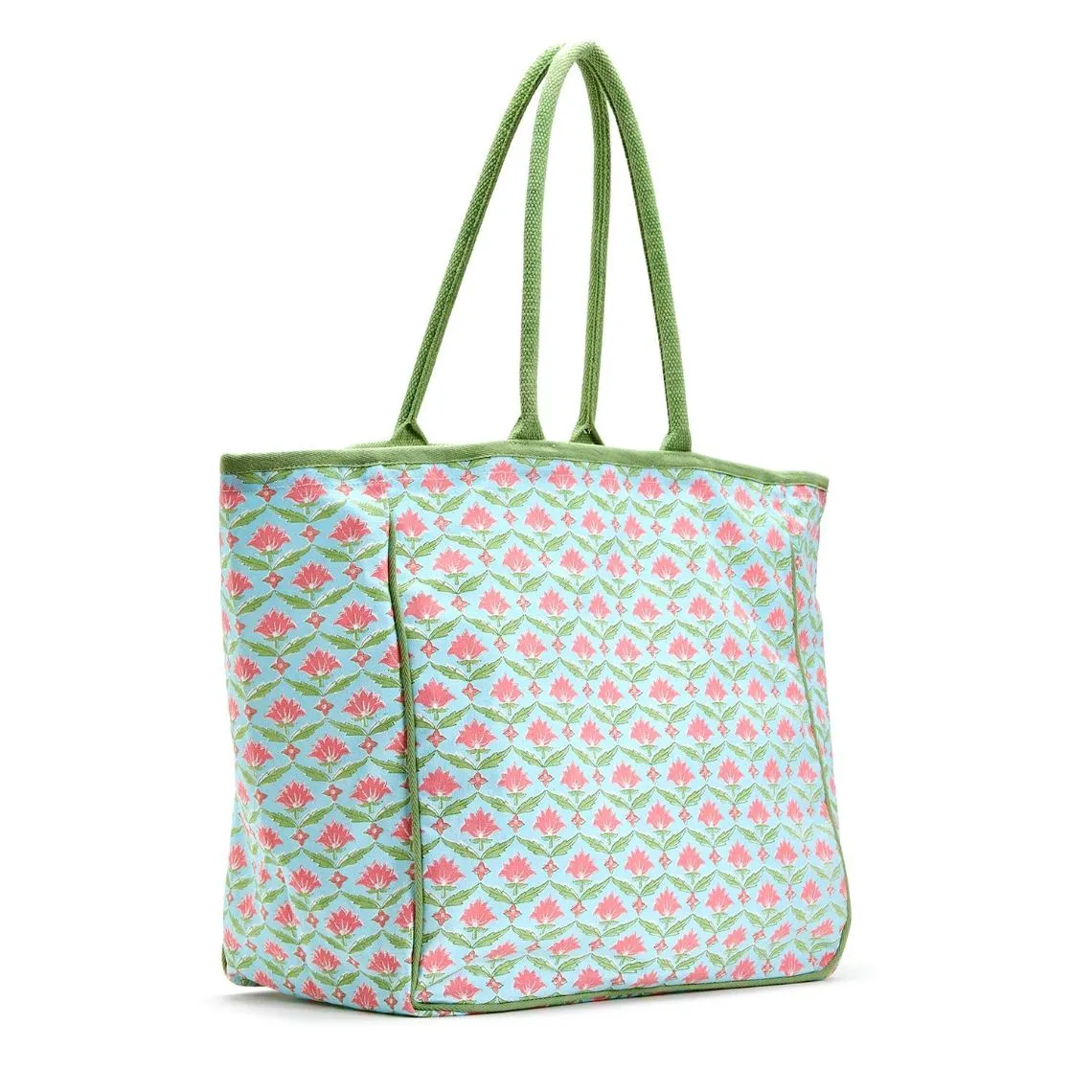 Floral Block Print Tote Bag