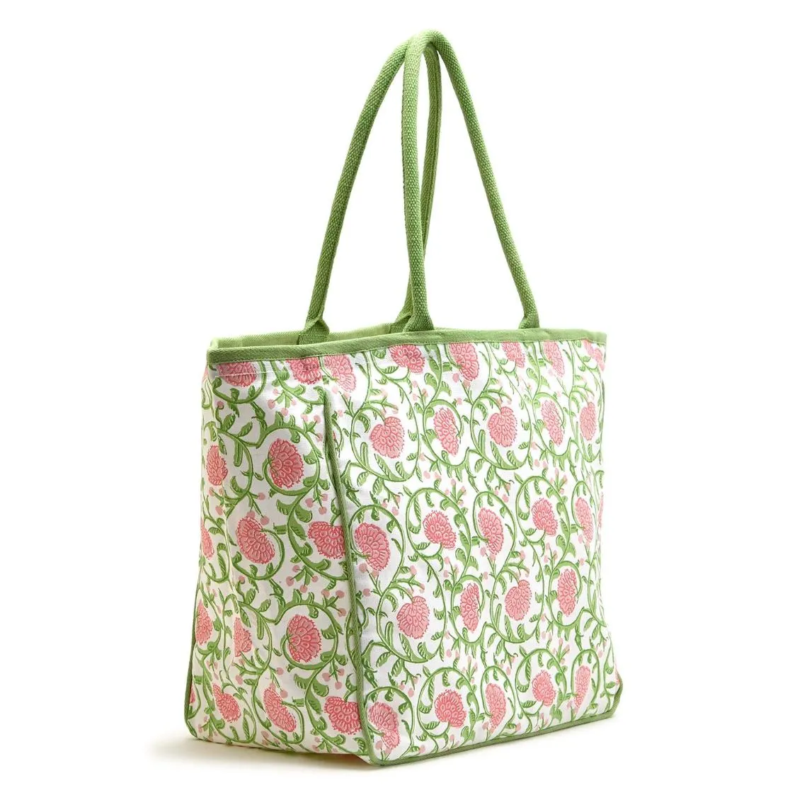 Floral Block Print Tote Bag