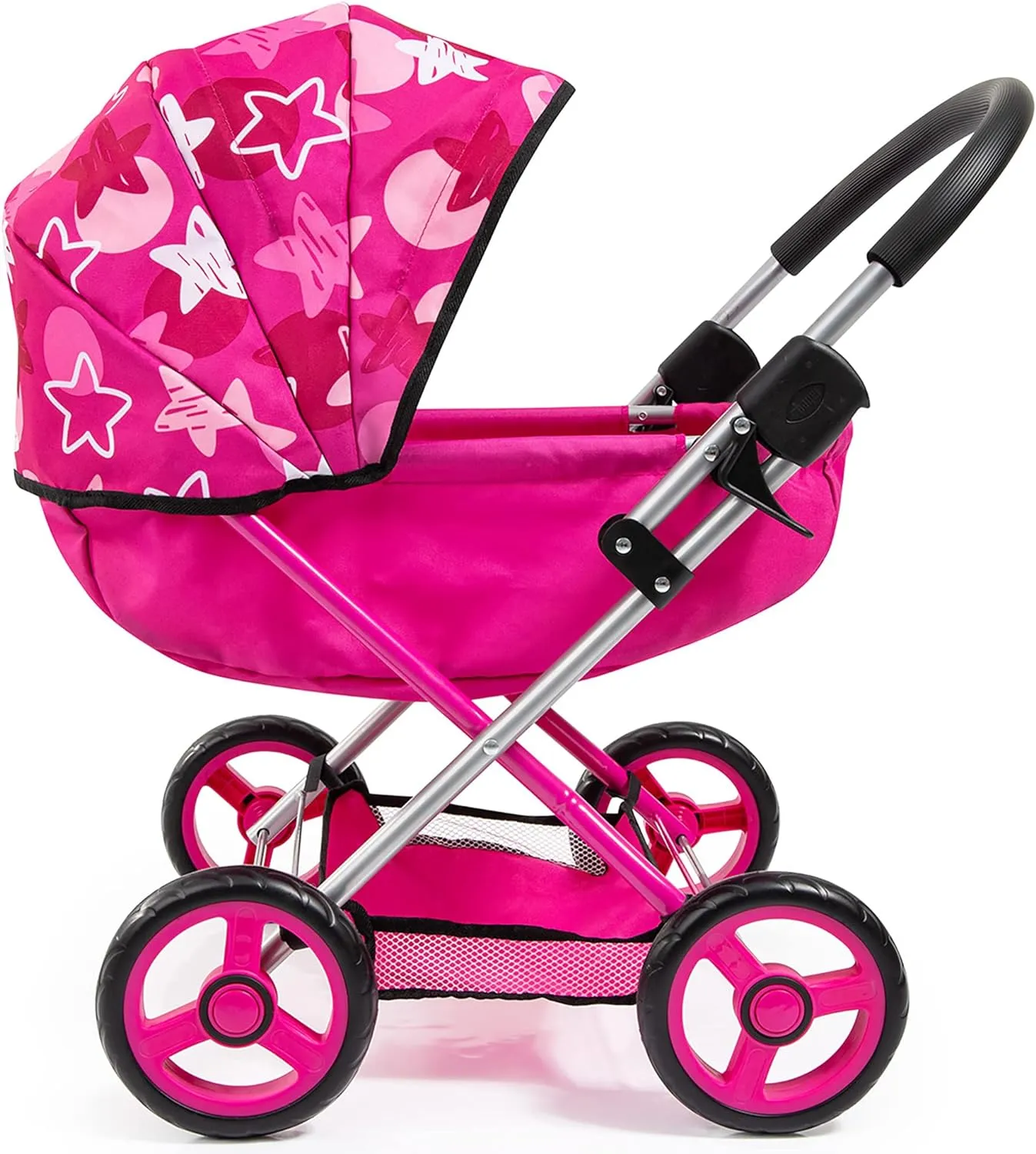 Foldable Baby Doll Stroller Pram, Pink, with Bag & Blanket