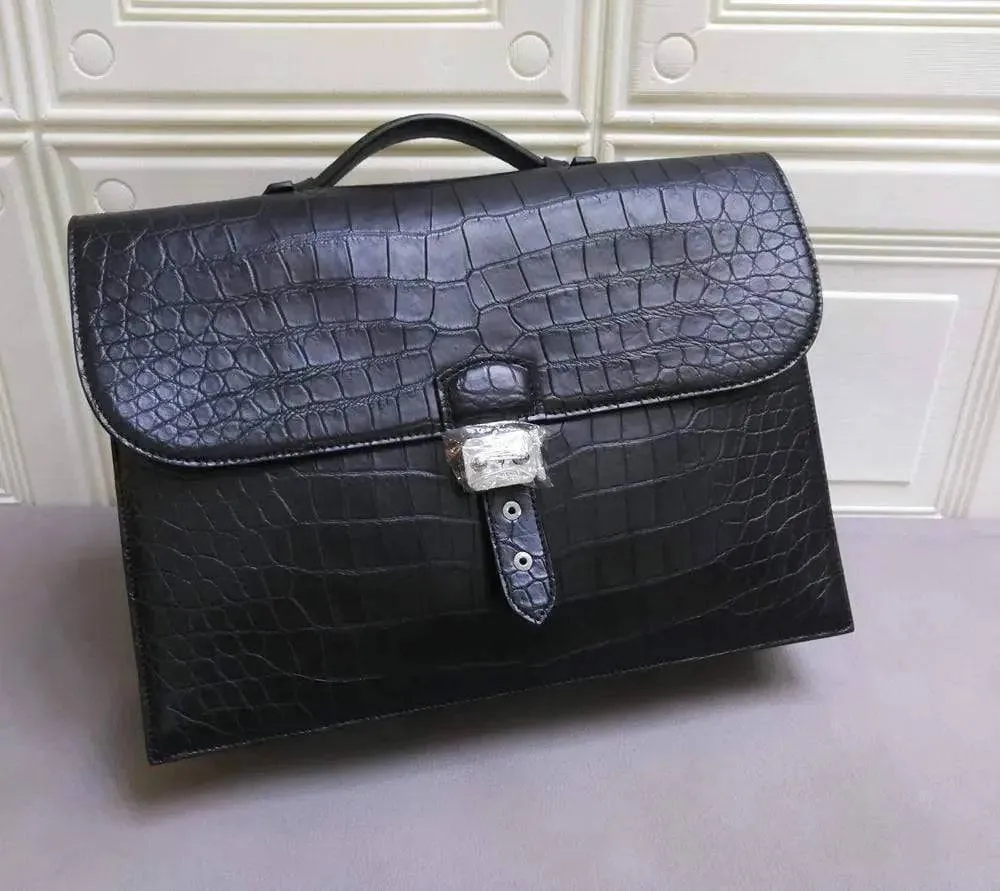 Genuine Crocodile Leather Briefcase Top Handle Bags