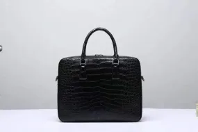 Genuine  Crocodile Leather Zip Around Briefcase Black