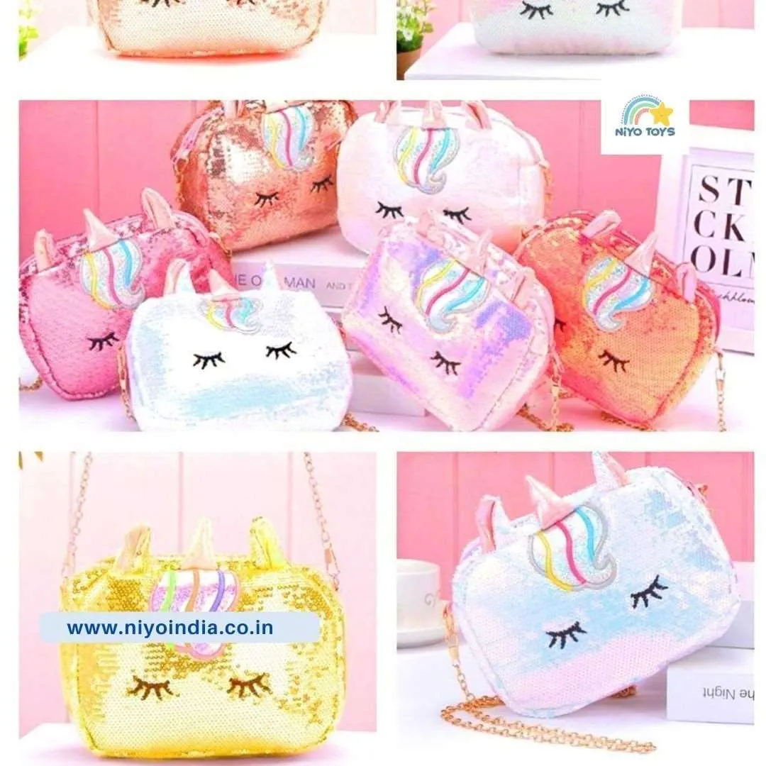 Glitter Sequin Unicorn Character Sling Bag