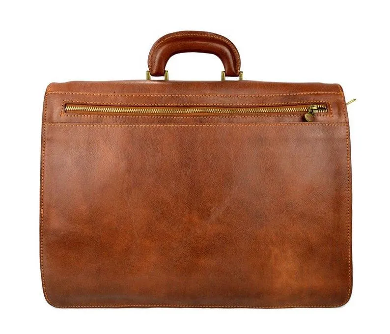 Grand Master Blue Lodge Briefcase - Genuine Brown Leather