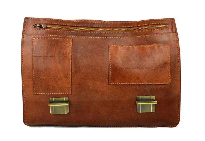 Grand Master Blue Lodge Briefcase - Genuine Brown Leather