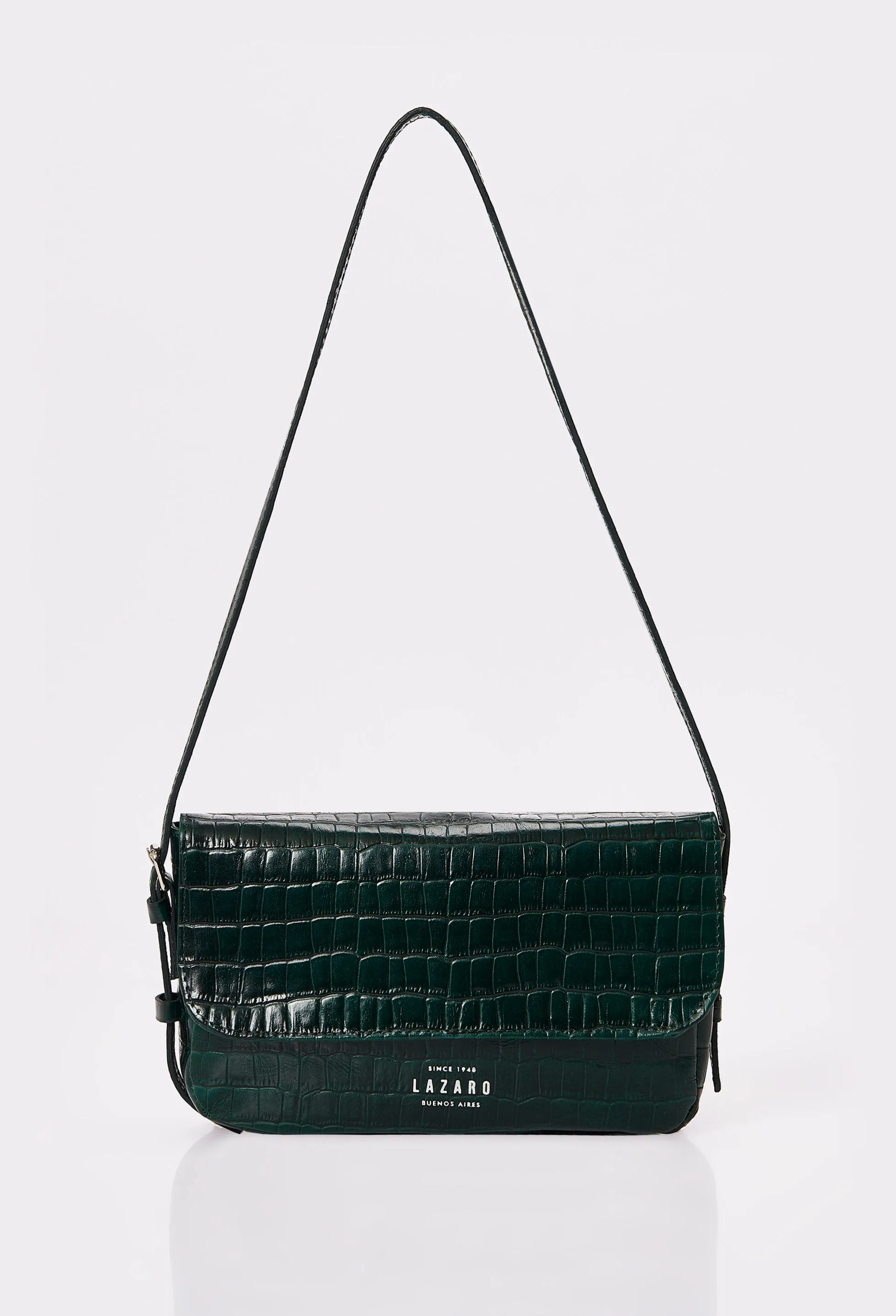 Green Croco Leather Shoulder Flap Bag 'Gwen'